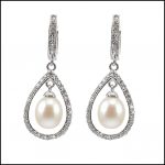 BS027E - Pearl & Sterling Silver Drop Earrings-0