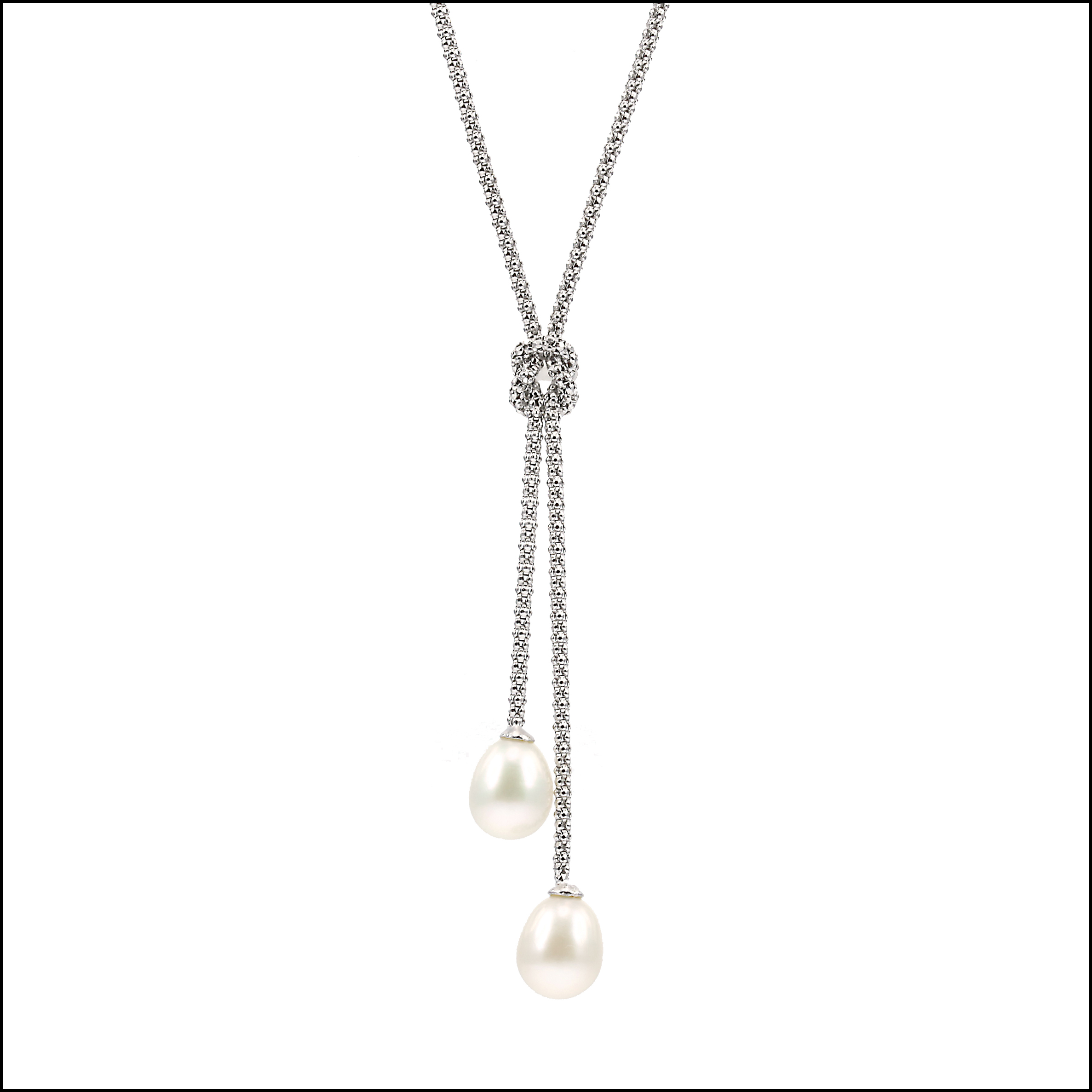 F224 Y shaped sterling silver freshwater pearl necklace