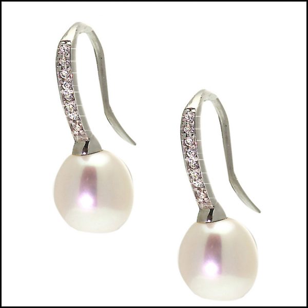 YP008E - Sterling Silver & Freshwater Pearl Hook Earrings-0