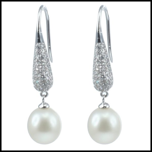 YP018E - Statement Freshwater Pearl & Sterling Silver Drop Earrings-0