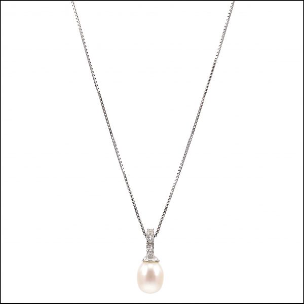 BS003 - Natural freshwater pearl pendant on a sterling silver chain-0