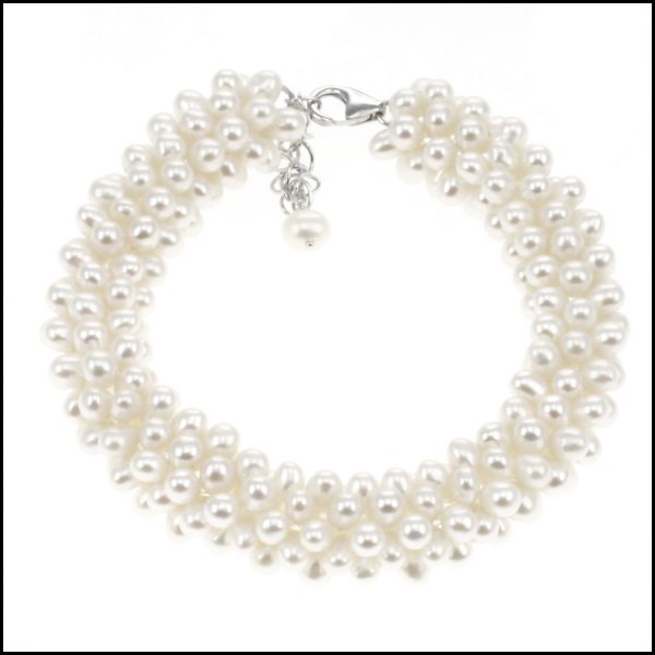 SR53B - Stunning Natural White Freshwater Pearl Bracelet-0