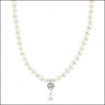 MF035 - Freshwater Pearls & Cubic Zirconia Heart Necklace-2201