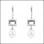 F303E - Stunning Sterling Silver, Crystal & Freshwater Pearl Drop Earrings-0