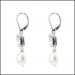 F303E - Stunning Sterling Silver, Crystal & Freshwater Pearl Drop Earrings-2184