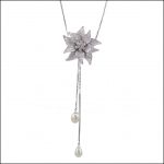 BS43 - Sterling Silver, Cubic Zirconia & Freshwater Pearls Lariat Necklace-0