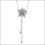 BS43 - Sterling Silver, Cubic Zirconia & Freshwater Pearls Lariat Necklace-0