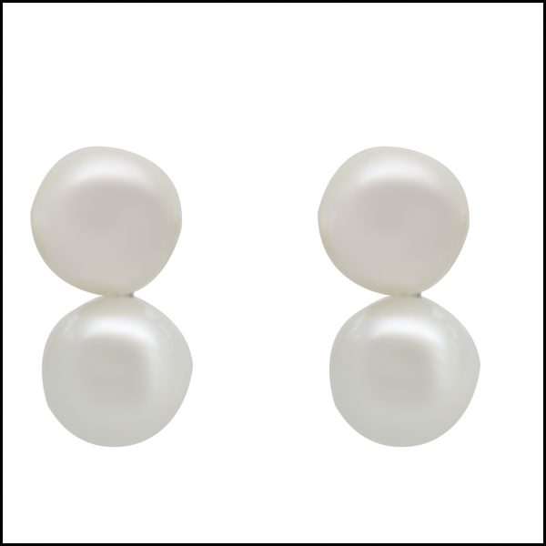 C50E - Double Freshwater Pearl Stud Earrings-0