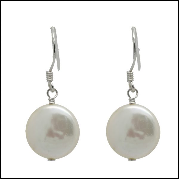 F275E - Round Coin Pearl Earrings-0