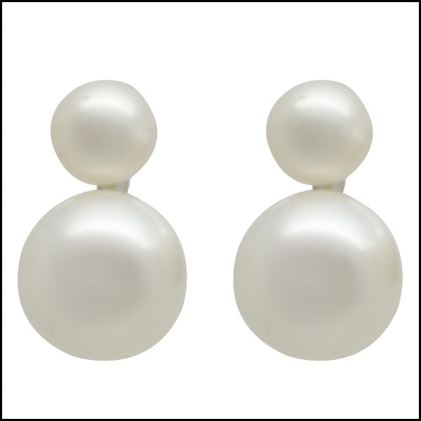 F306E Double Freshwater Pearl Studs-0