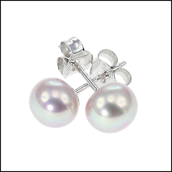 10 - 10.5 mm Large Pink Button Pearl Earring-0