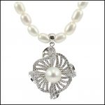 Lido Necklace C39 - Pearl & CZ Pendant-0