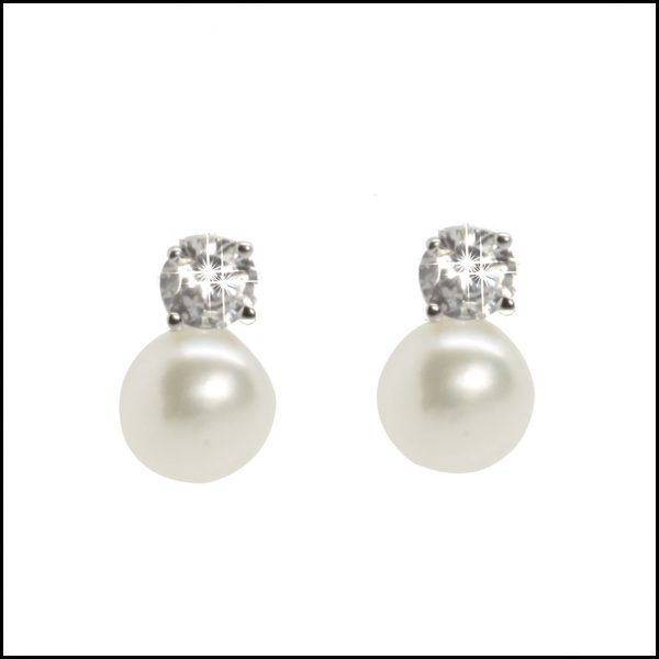 Lido Pearl CZ & Pearl Stud Earring - P14E-0