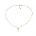 Lido Pearls C60 - Pearl Necklace With Delicate CZ Swirl Pendant-2330