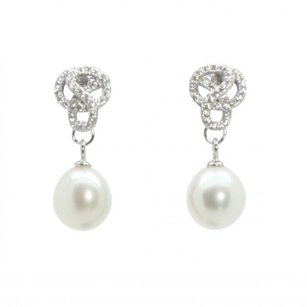 Lido Pearls C60 - Pearl Necklace With Delicate CZ Swirl Pendant-2332