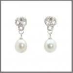 Lido Pearls C60E - Pearl & CZ Swirl Earring-0