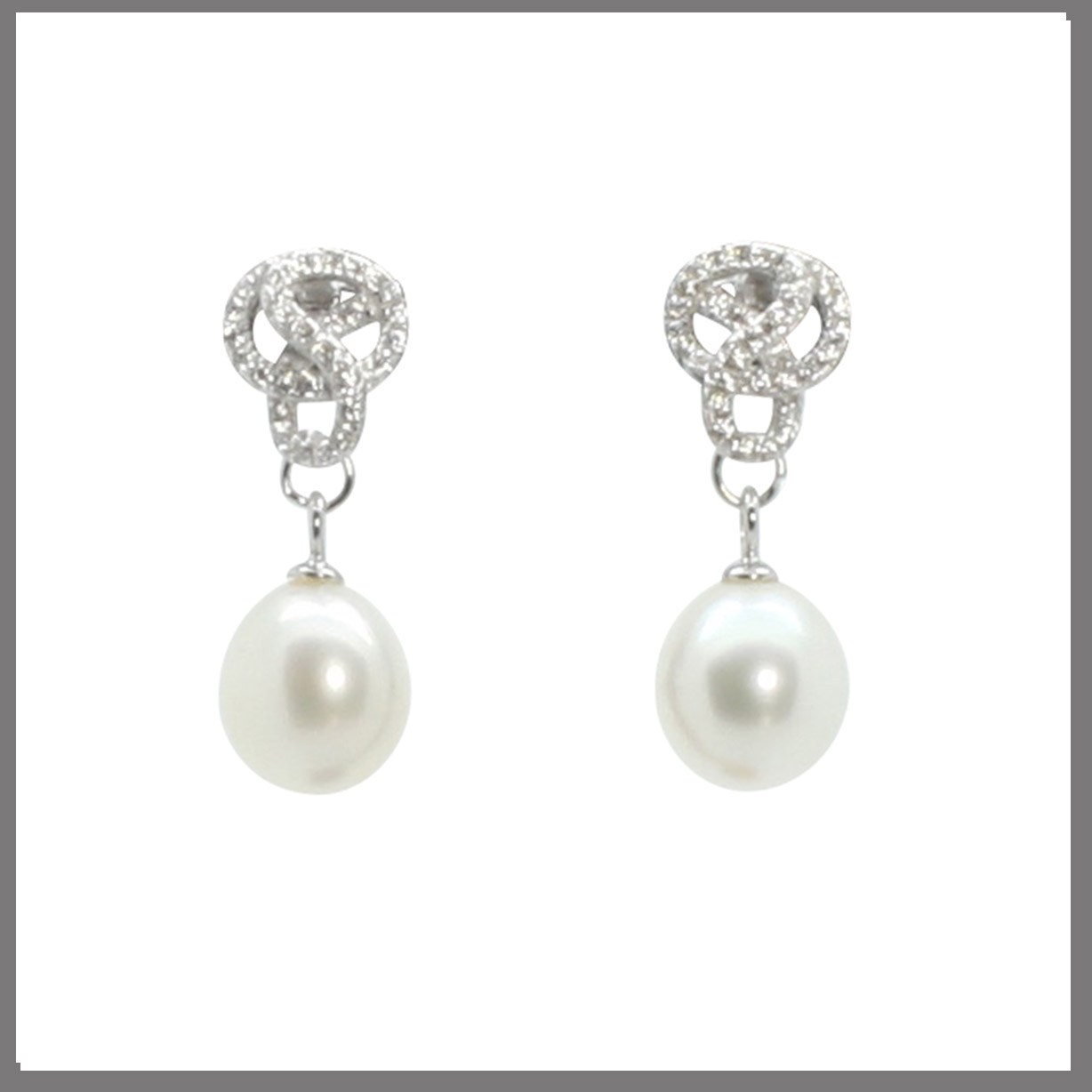 Lido Pearls C60E - Pearl & CZ Swirl Earring - Lido Collection