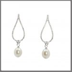 Lido Pearls C61E - Large oval pearl & CZ earrings-0