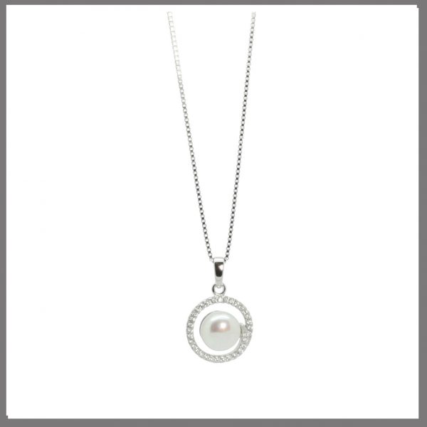 Lido Pears T116 - Pearl & CZ Pendant-0