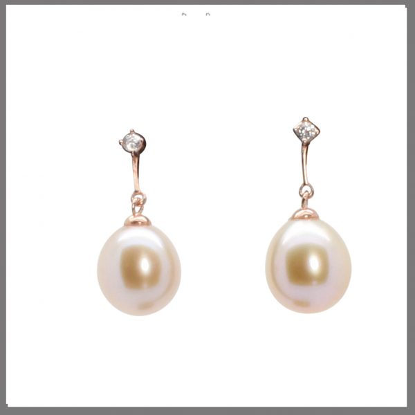 Lido Pearls YP031E Pink & Rose Gold Plating - Pearl Drop Earrings-0