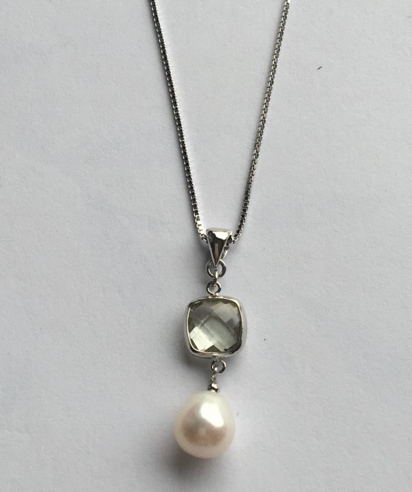 Lido Pearls Pendant - YP032 Silver - Green Amethyst-2373