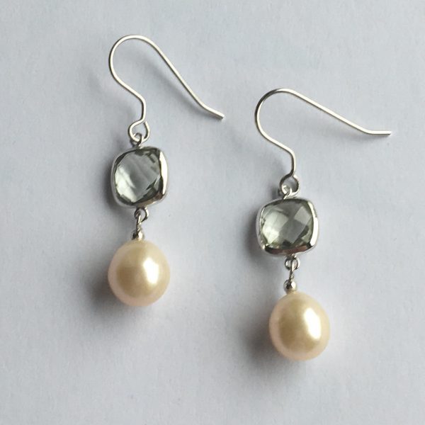 Lido Pearls Earrings - YP032E - Silver - Green Amethyst-2374