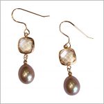 Lido Pearls Earrings - YP032E - Rose Gold Plated - Rose Quartz-0