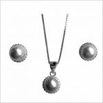 Lido Pearls Pendant & Earring Set - BS56 SIlver Grey Pearls-0