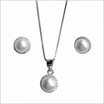 Lido Pearls Pendant & Earring Set - BS56 SIlver Grey Pearls-2429