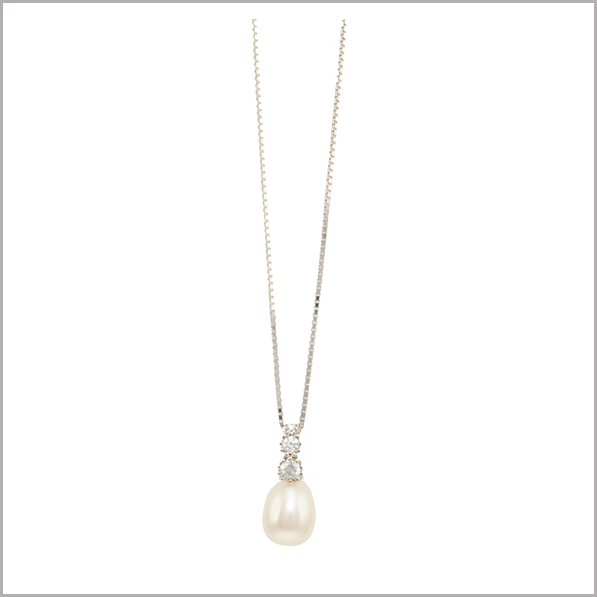 Lido Pearl - T175 Triple Cubic Zirconia & Pearl Pendant - Lido Collection