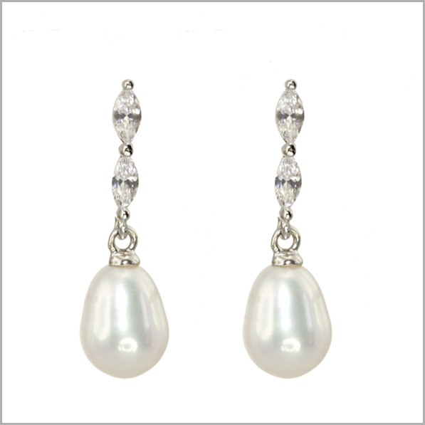 Lido Pearl - T167E Pearl & CZ Earrings - Lido Collection