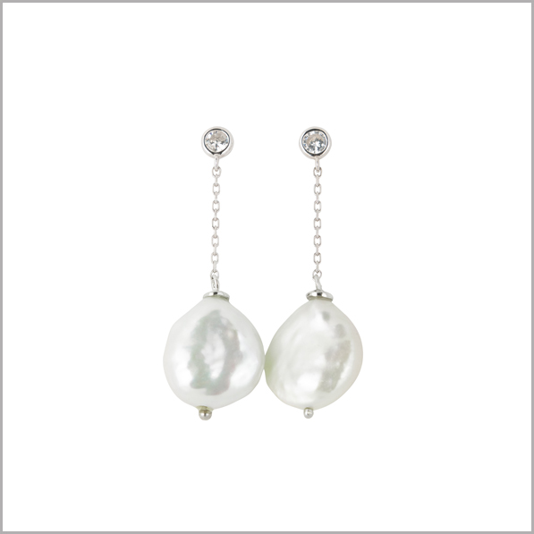 Lido Pearl - OJ109E Long Coin Pearl Earrings - Lido Collection