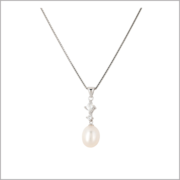 Lido Pearl - YP028 Pearl & CZ Drop Pendant - Lido Collection